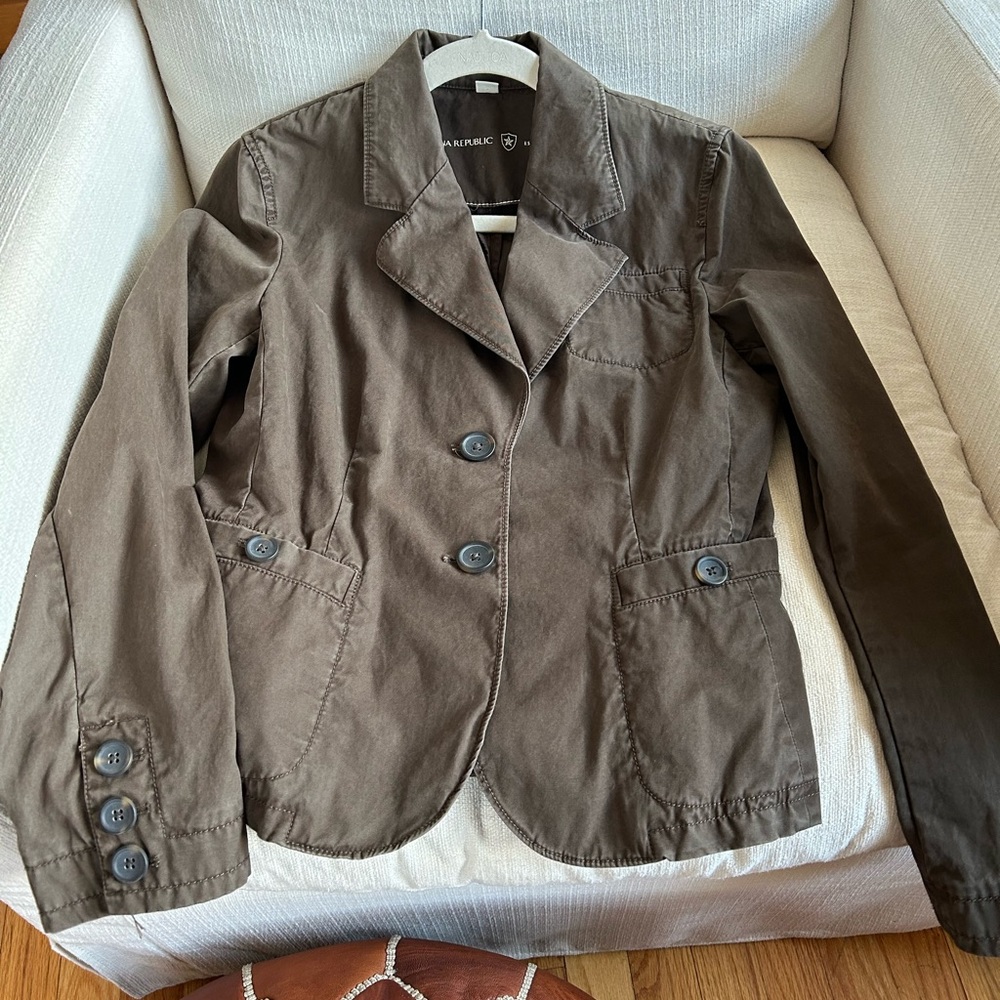 Banana Republic Army Green Blazer Size Medium - Picture 3 of 7